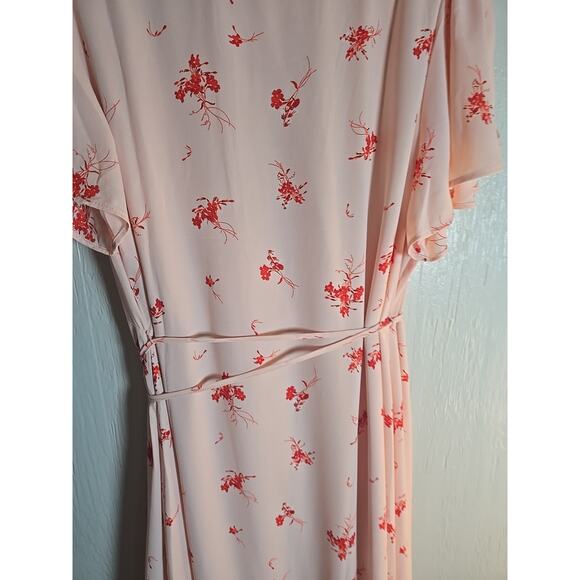 Chelsea28 Pink Midi Ruffle Wrap Dress Womens Large Feminine Cottage Coquette - Picture 8 of 8